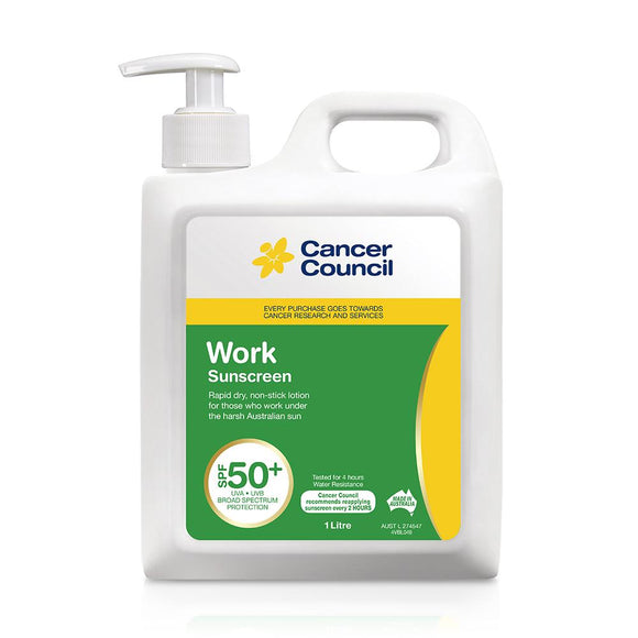 Cancer Council Work Sunscreen SPF50+ Pump 1L