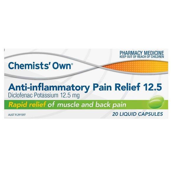 Chemists Own Anti-inflammatory Pain Relief 12.5mg 20 Liquid Capsules