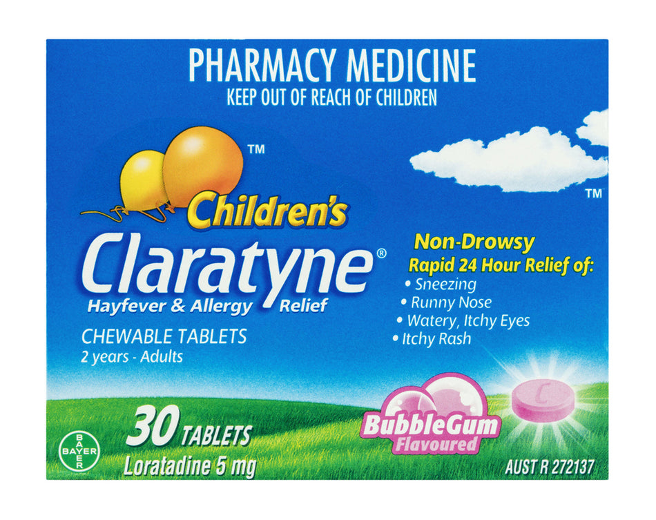 Claratyne Children's Bubblegum Flavoured Chewable Tablets 30 Pack