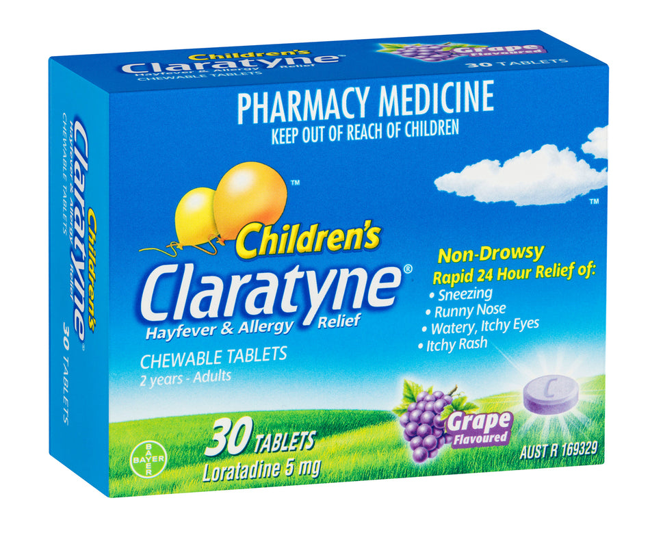 Claratyne Children's Grape Flavoured Chewable Tablets 30 Pack