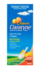 Claratyne Children's Hayfever & Allergy Relief Antihistamine Peach Flavoured Syrup 150ml