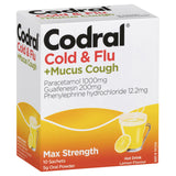 Codral Cold & Flu +Mucus Cough Max Strength Hot Drink Lemon 10 Sachets