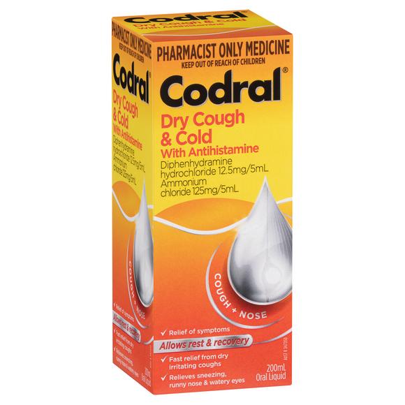 Codral Dry Cough & Cold with Antihistamine Berry 200mL