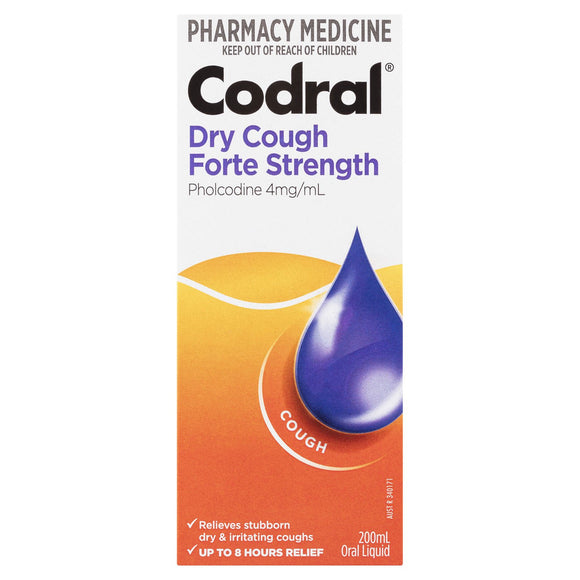 Codral Dry Cough Forte Strength Peach Oral Liquid 200mL