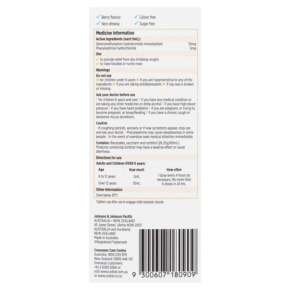 Codral Dry Cough + Cold Berry Oral Liquid 200mL – Scown's Pharmacy