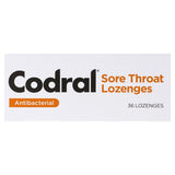 Codral Sore Throat Lozenges Antibacterial Honey & Lemon 36 Lozenges