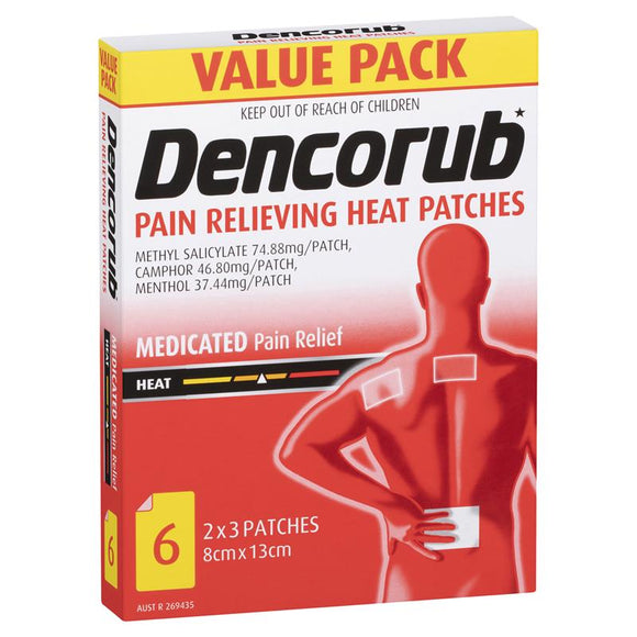 Dencorub Self Adhesive Heat Patches 6 Packs