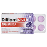 Difflam Plus Anaesthetic Sore Throat Lozenges Blackcurrant Flavour 16 Packs