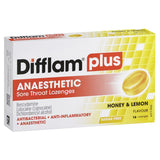 Difflam Plus Anaesthetic Sore Throat Lozenges Honey & Lemon Flavour 16 Packs