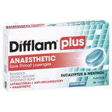 Difflam Plus Anaesthetic Sore Throat Lozenges Eucalyptus & Menthol 16 Lozenges