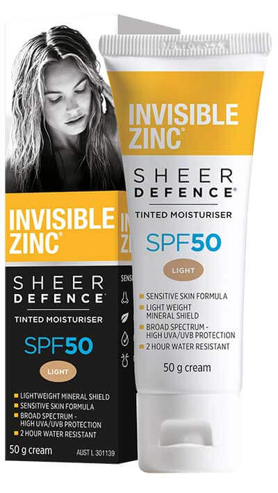 Invisible Zinc Sheer Defence Tinted Moisturiser SPF50 Light - 50g
