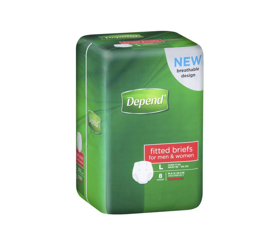 Depend Briefs for Men & Women Size Large - 4 x 8 Pack