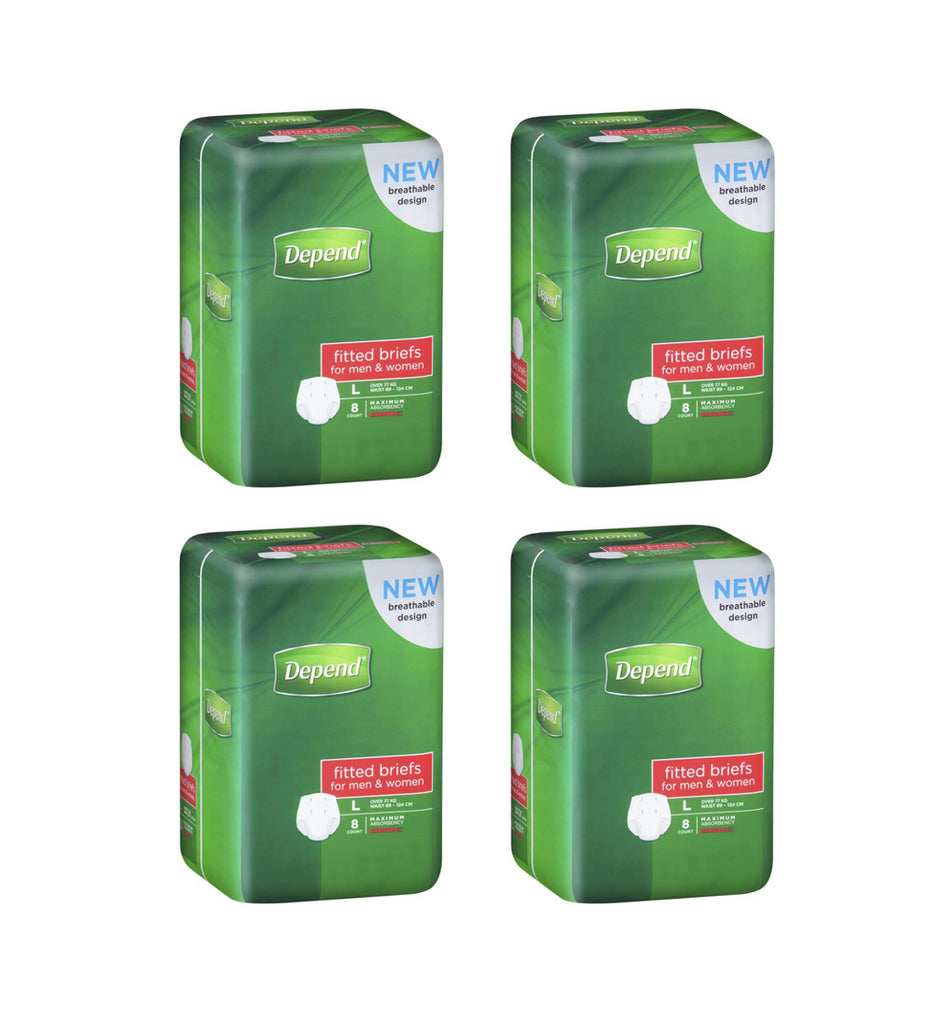 Depend Briefs for Men & Women Size Large - 4 x 8 Pack