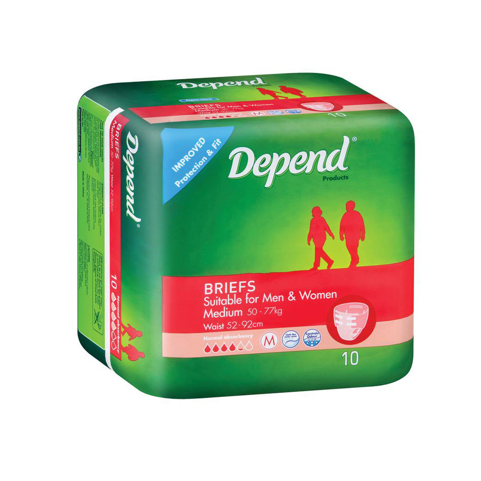 Depend Briefs for Men & Women - Size Medium 4 x 10 Pack