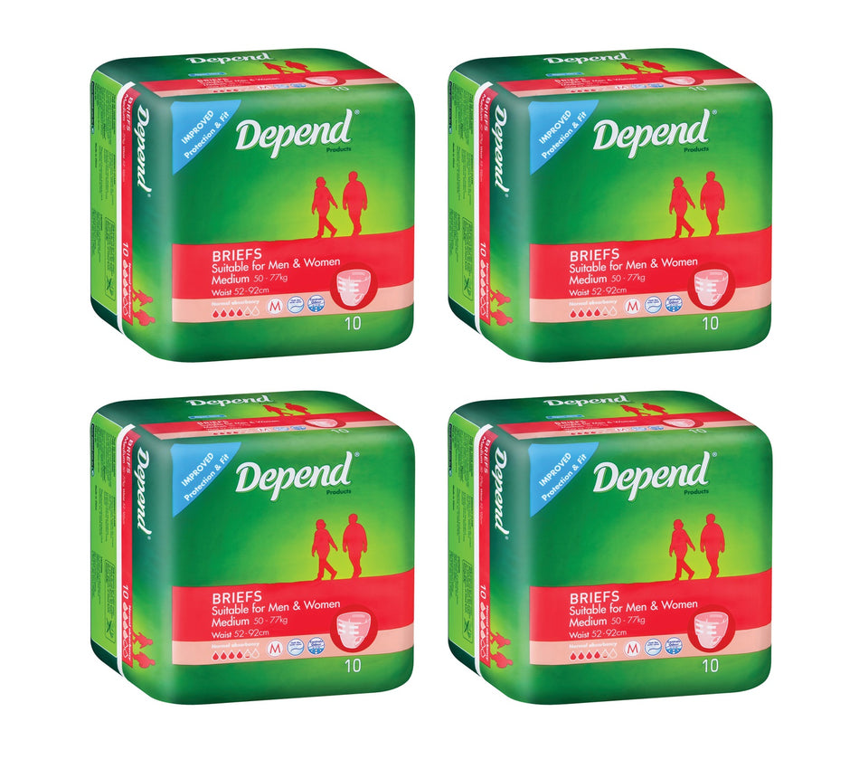 Depend Briefs for Men & Women - Size Medium 4 x 10 Pack
