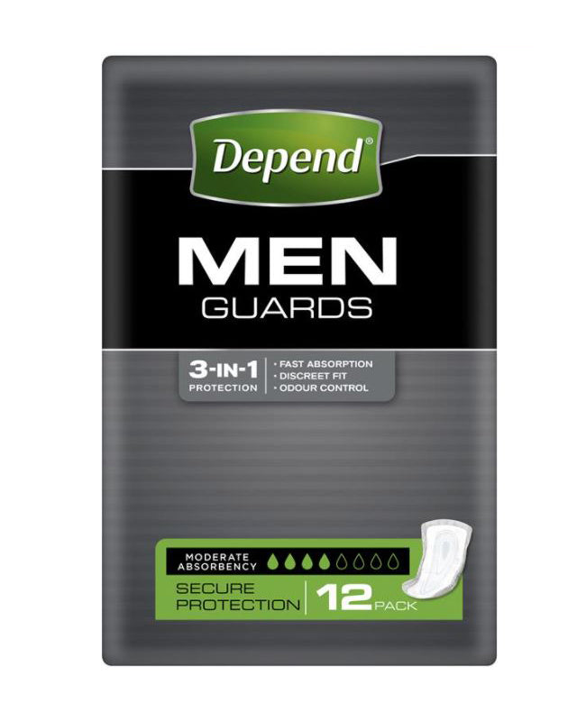 Depend Guards for Men 6 x 12 Pack - One Size