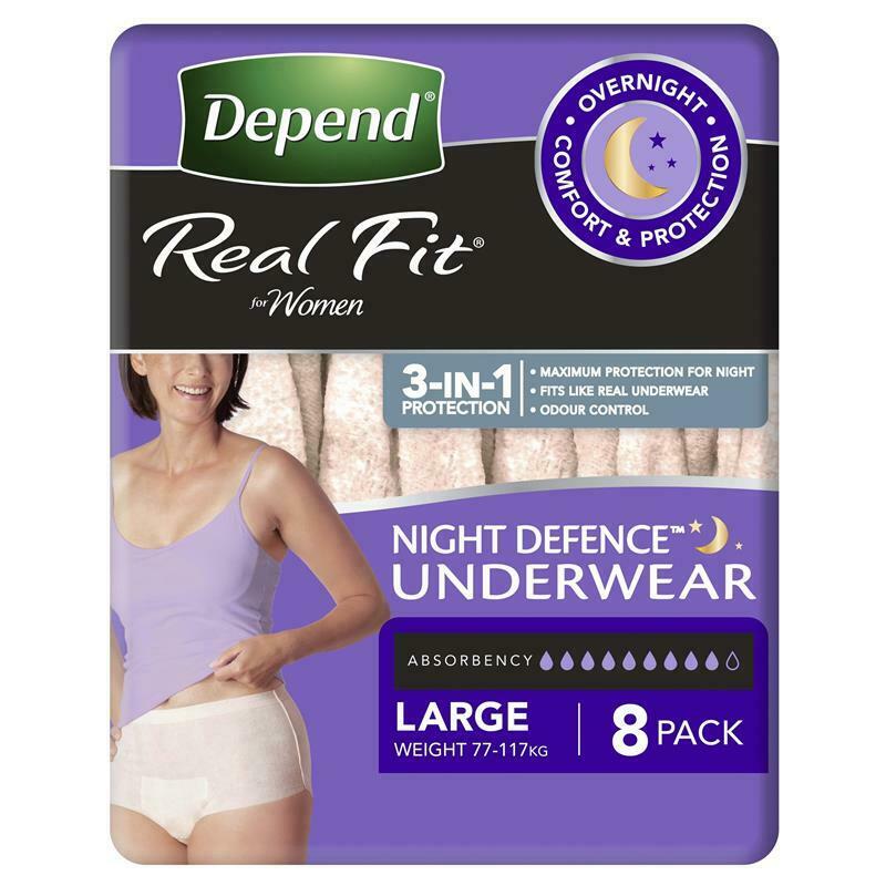 Depend Night Underwear Defense for Women – Overnight 4 x 8 Pack - Size Large