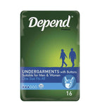 Depend Undergarments for Men & Women 4 x 16 Pack - One Size