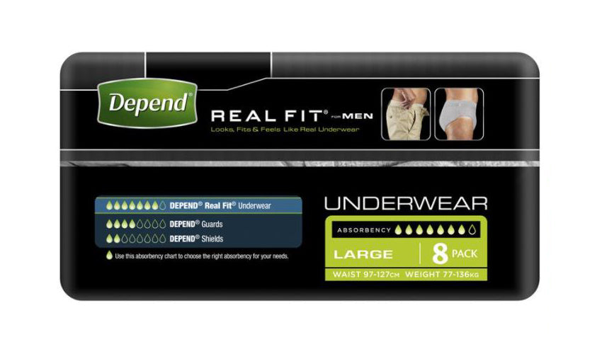 Depend Real-Fit Underwear for Men 4 x 8 Pack - Size Large