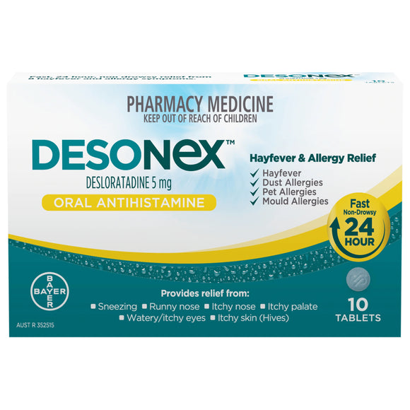 Desonex 24 Hour 5mg Oral Antihistamine - Hayfever & Allergy Relief - 10 Tablets