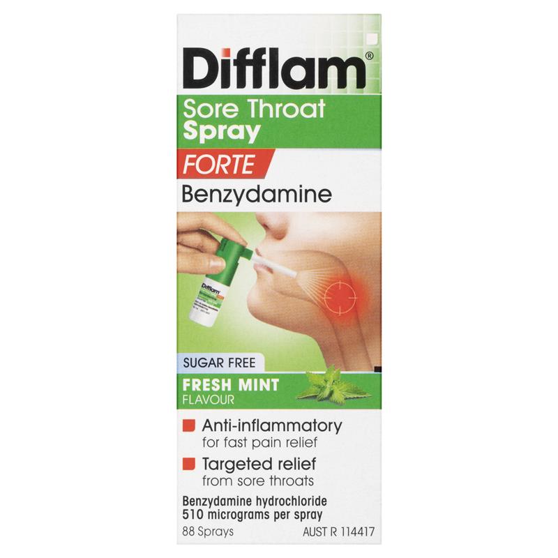 Deflam Medication Difflam Forte Anti-Inflammatory Sore Throat 88 Spray 15mL – Scown's ...