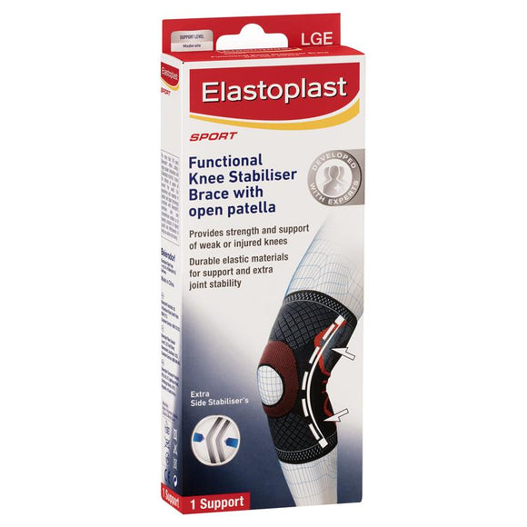 Elastoplast Sport Functional Knee Stabiliser Brace - Open Patella - Size Large