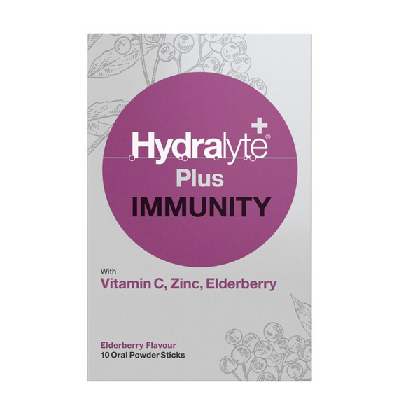 Hydralyte Plus Immunity Elderberry 10 Powder Sticks