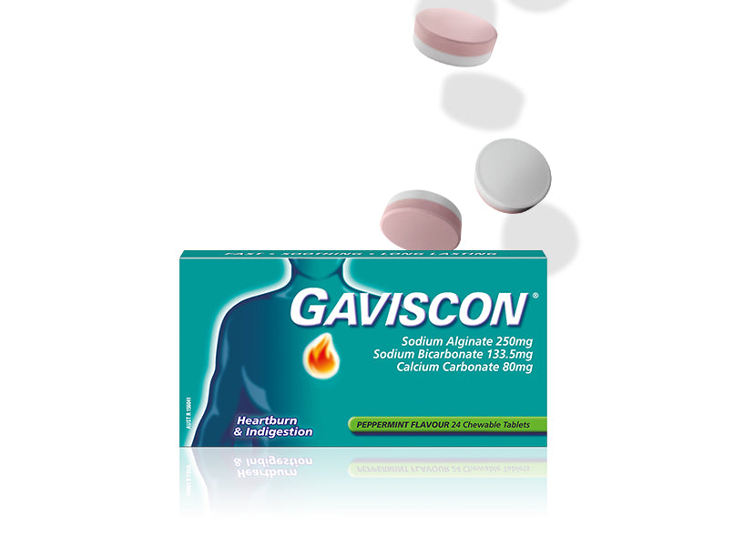 Gaviscon Chewable Tablets Peppermint Heartburn & Indigestion Relief 24 Pack
