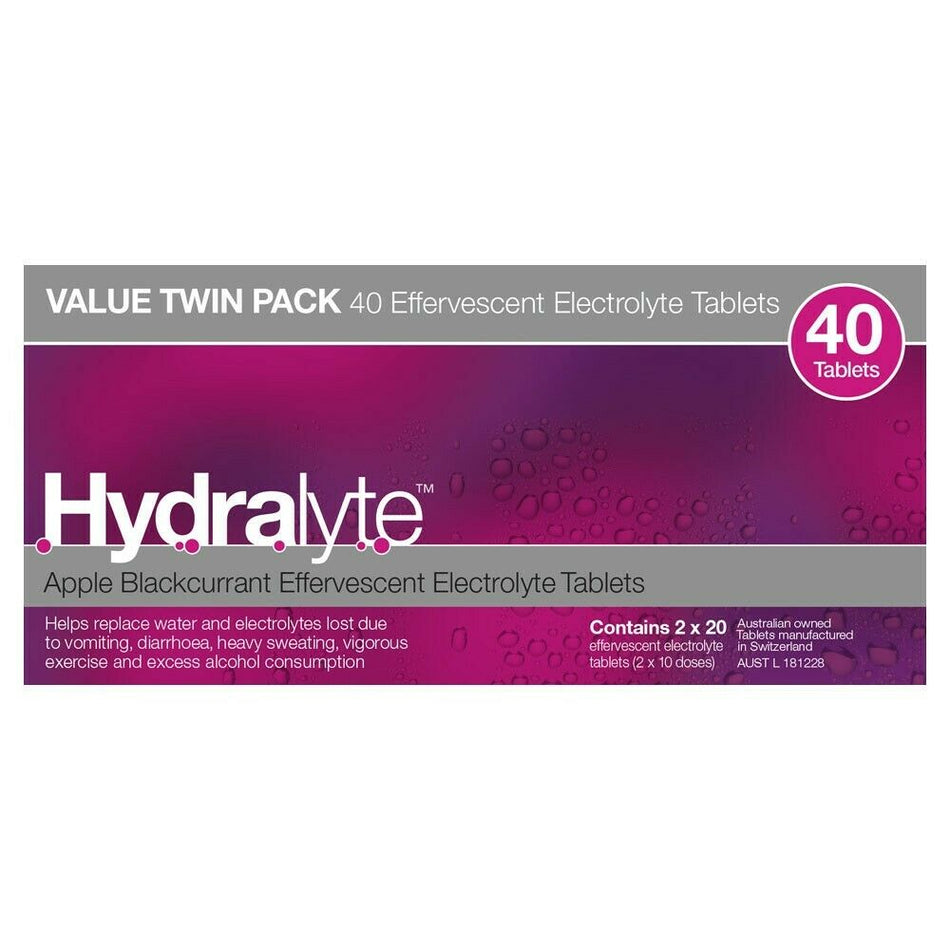 Hydralyte Electrolyte Effervescent Apple Blackcurrant 40 Tablets