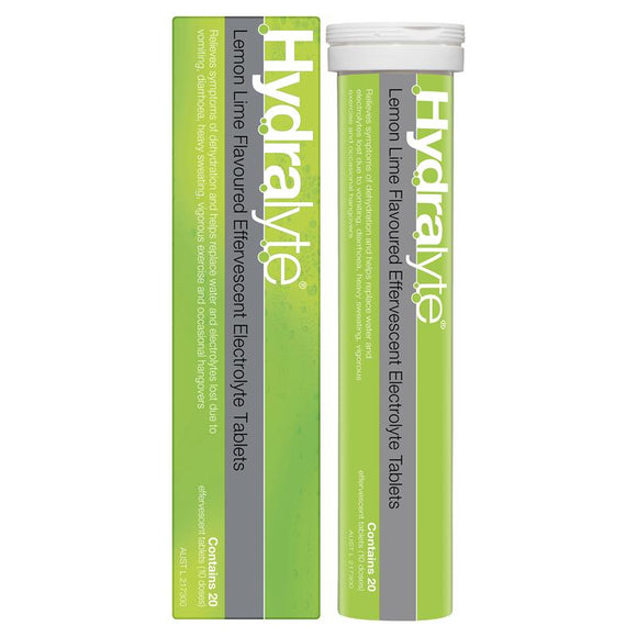 Hydralyte Electrolyte Effervescent Lemon Lime 20 Tablets