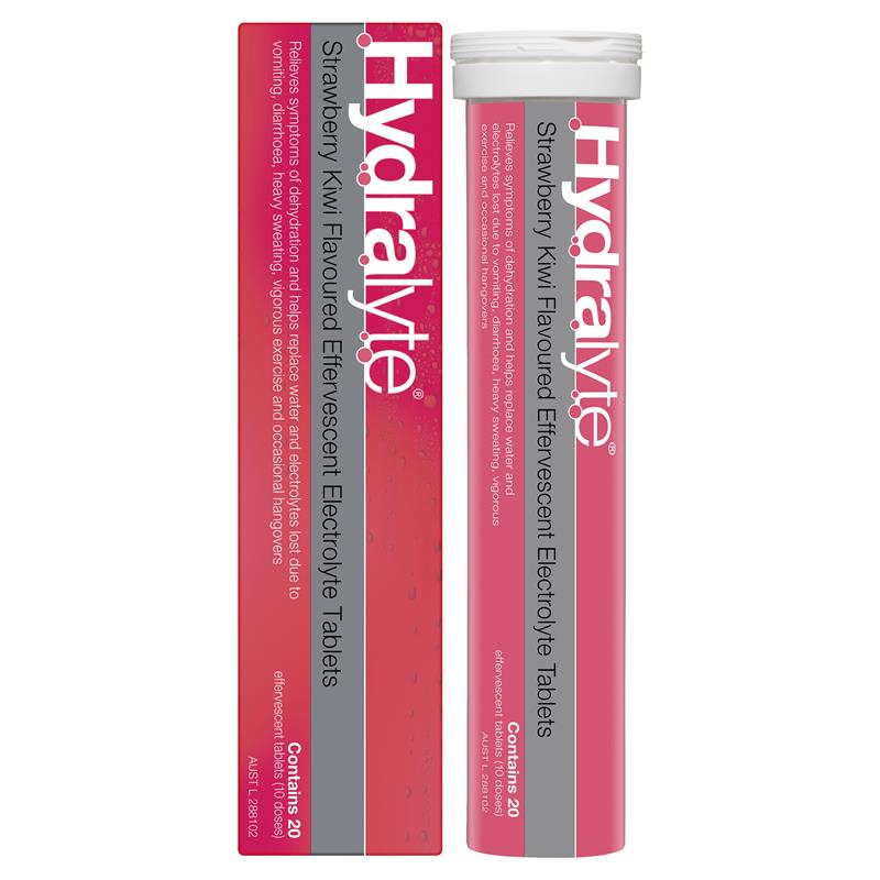 Hydralyte Electrolyte Effervescent Strawberry Kiwi 20 Tablets