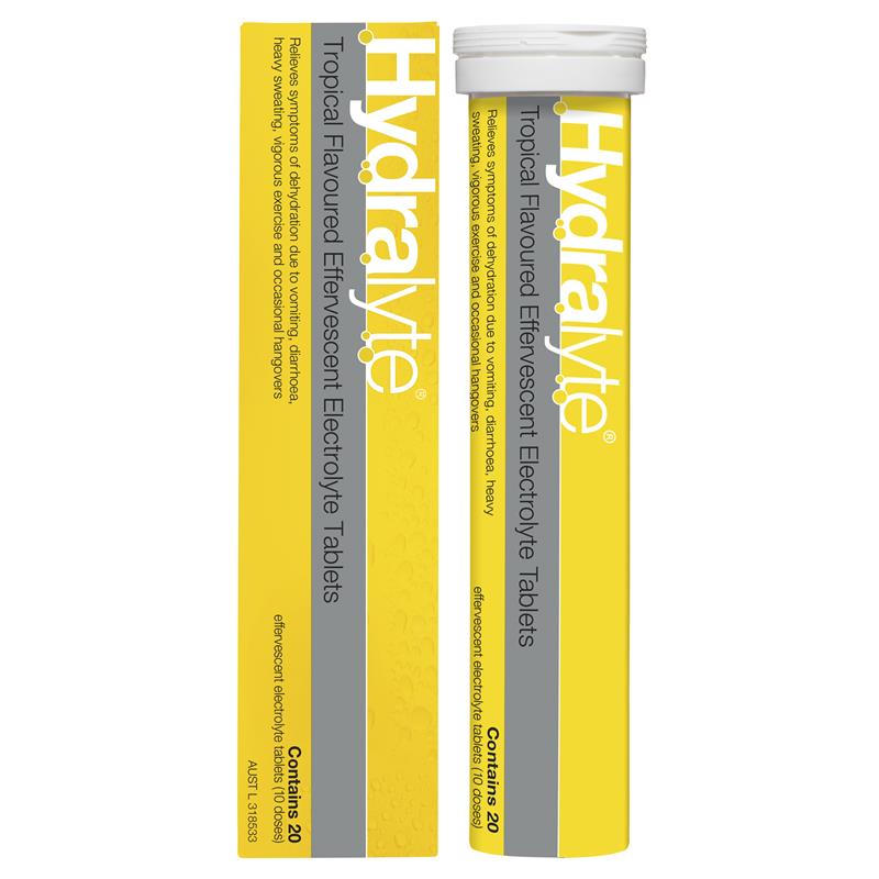 Hydralyte Electrolyte Effervescent Tropical 20 Tablets