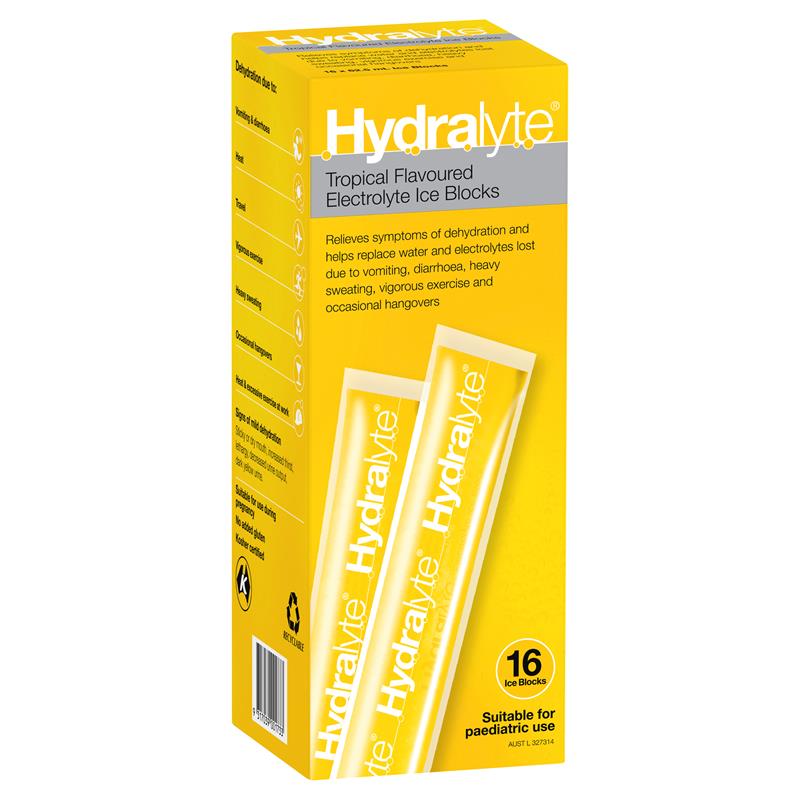 Hydralyte Tropical Flavoured Electrolyte 16 Ice Blocks