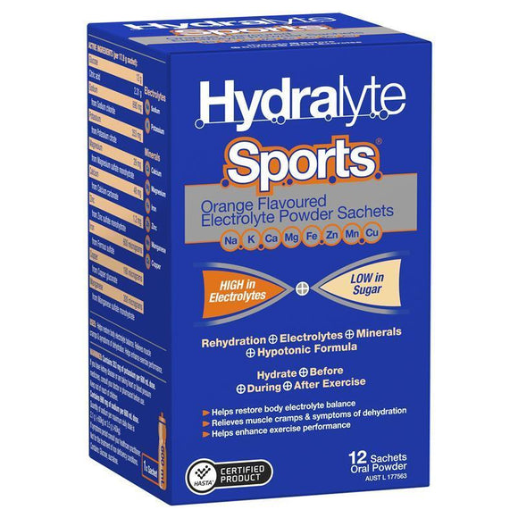 Hydralyte Sports Orange Flavour Powder 12 Sachet