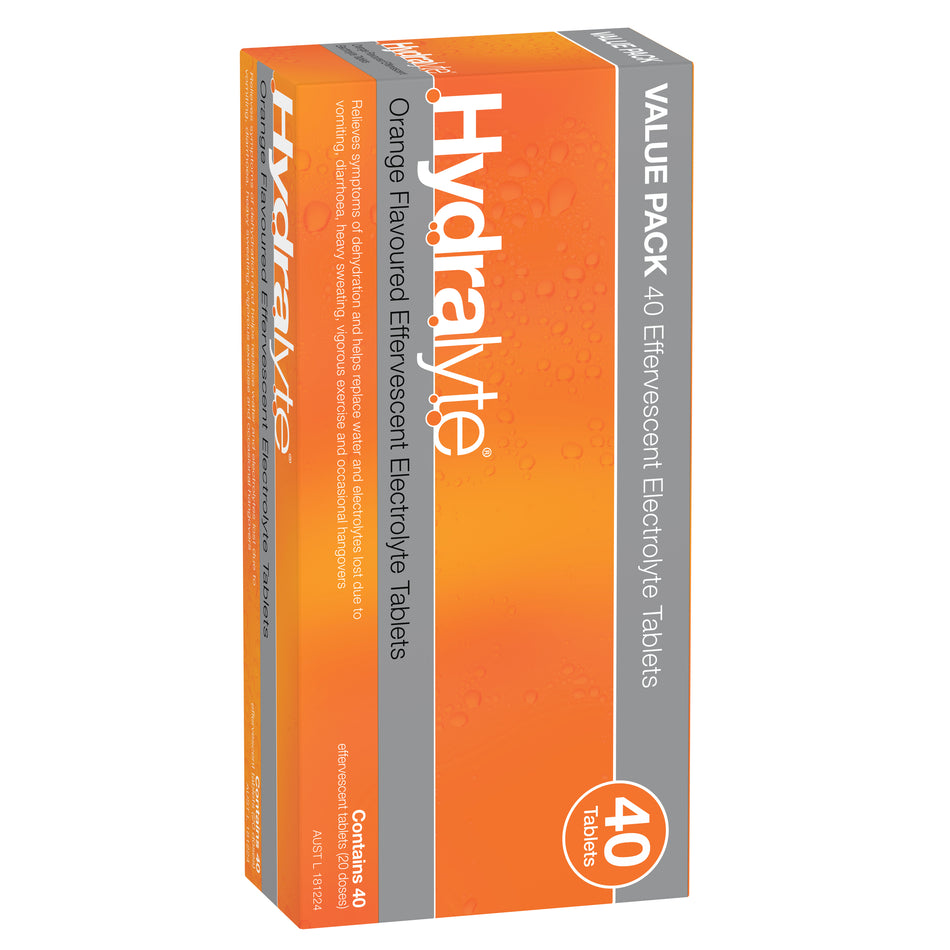 Hydralyte Electrolyte Effervescent Orange 40 Tablets