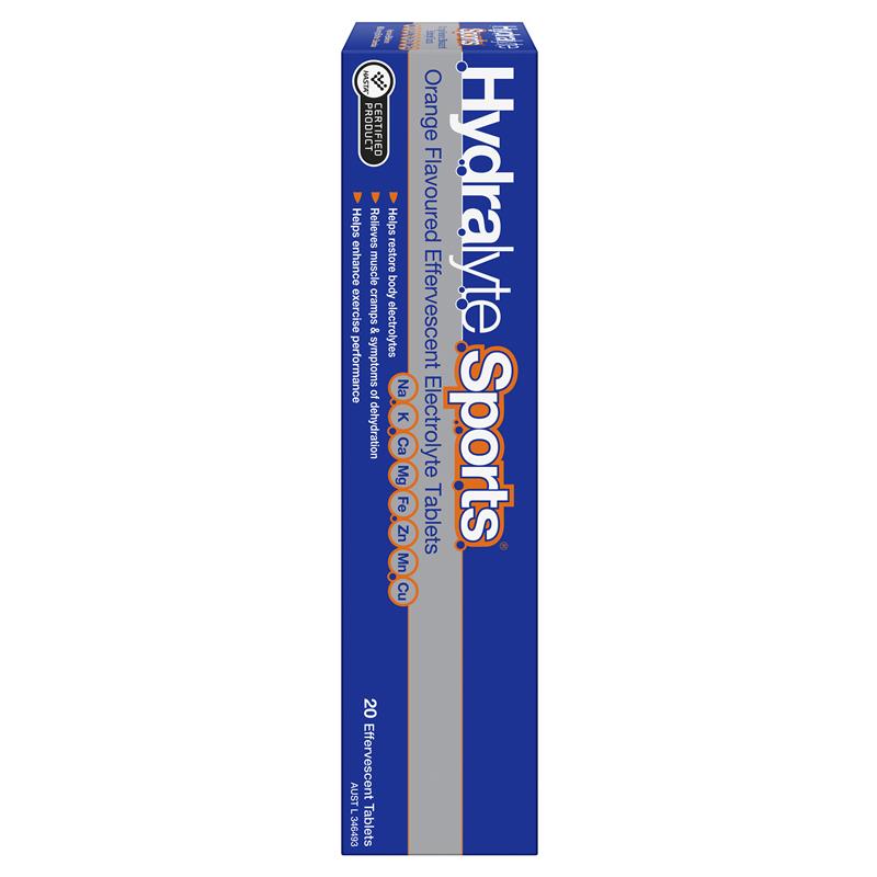 Hydralyte Sports Orange Flavour Effervescent Electrolyte 20 Tablets