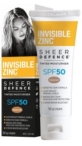Invisible Zinc Sheer Defence Tinted Moisturiser SPF50 MEDIUM - 50g