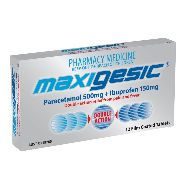 Maxigesic Paracetamol 500mg and Ibuprofen 150mg 12 Tablets