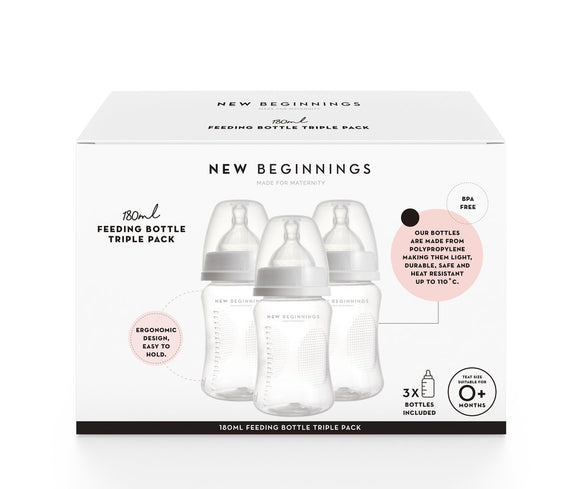 New Beginnings Feeding Bottle PP 180ml 3 Pack
