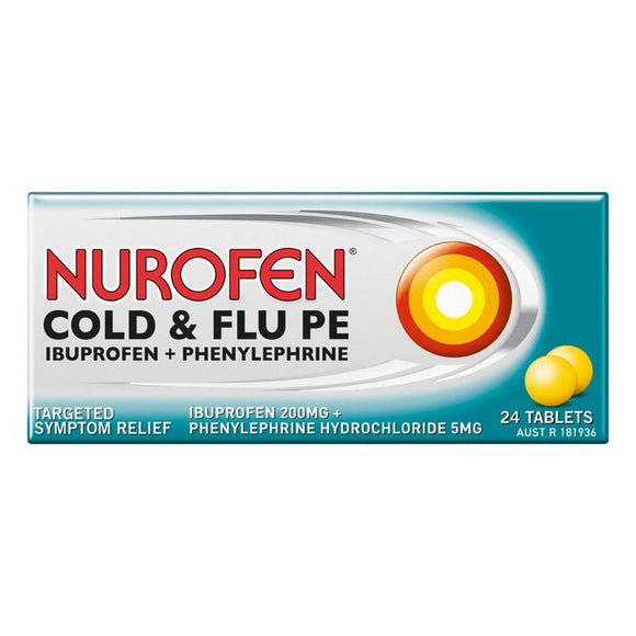 Nurofen Cold & Flu Multi-Symptom PE Relief 24 Tablets