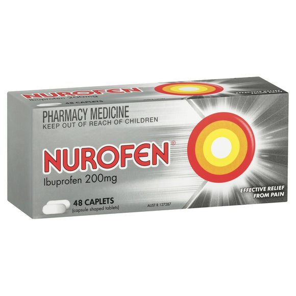 Nurofen Ibuprofen Pain & Inflammation Relief 200mg 48 Caplets