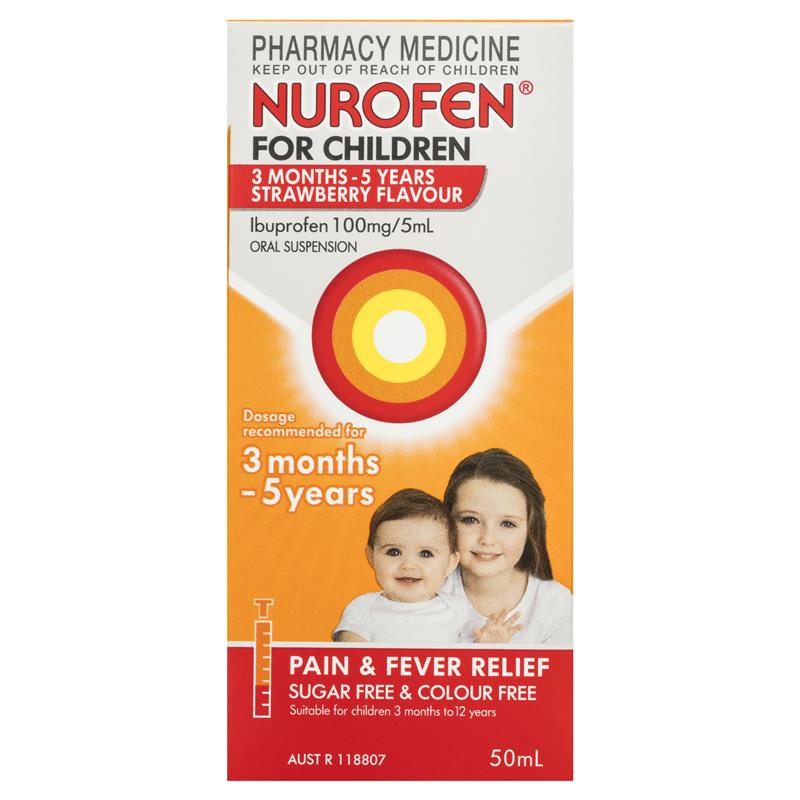 Nurofen Children Ibuprofen 3 Months To 5 Years Strawberry Flavour 50ml