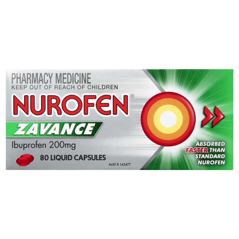 Nurofen Zavance Fast Pain Relief Liquid 200mg 80 Capsules