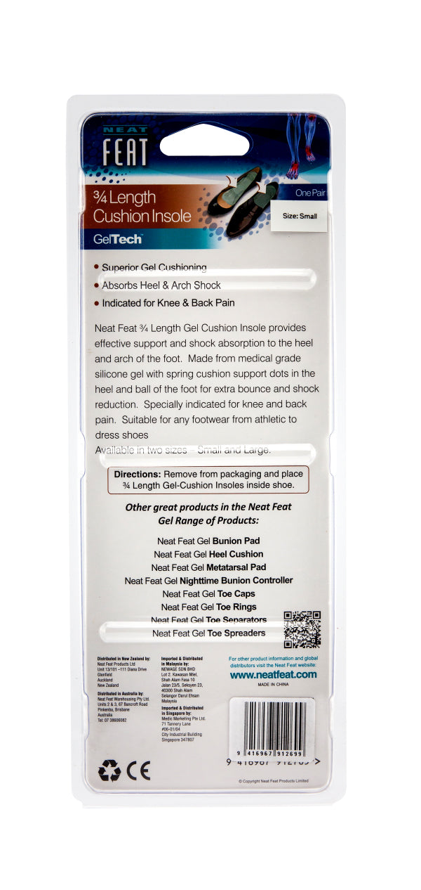 Neat Feat Gel 3/4 Length Cushion Insole - Small