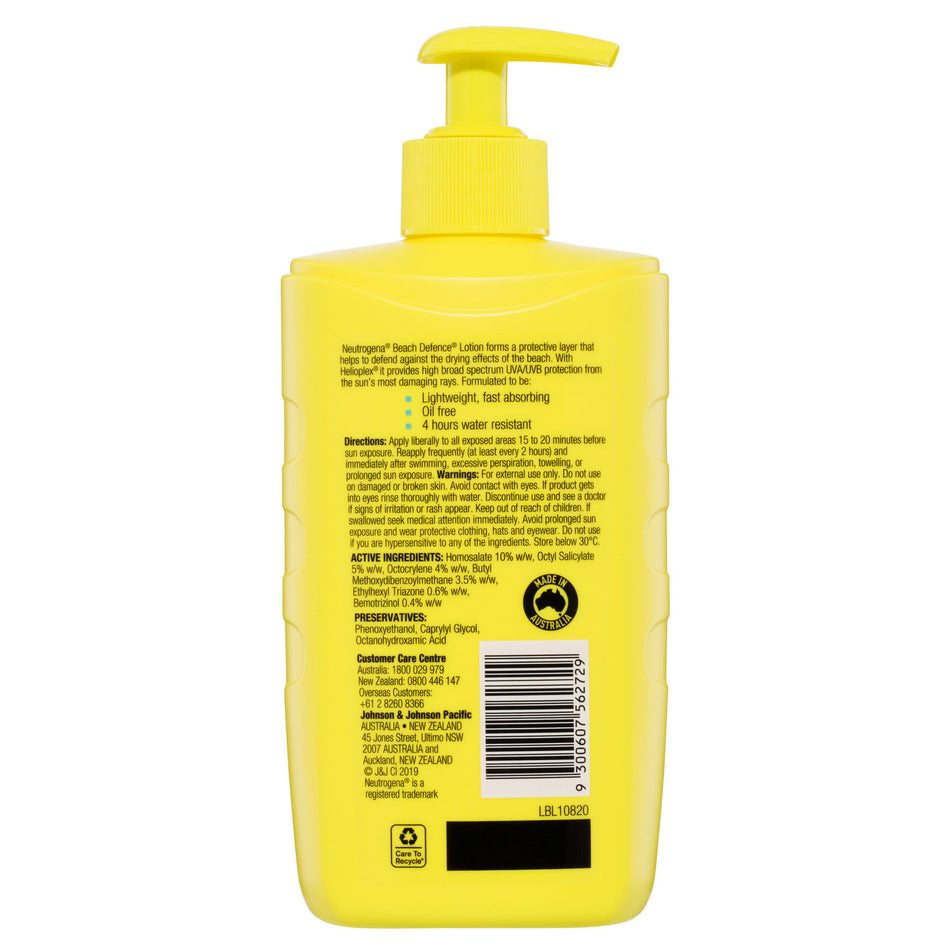 Neutrogena Beach Defence Sun + Water Sunscreen Lotion SPF 50 400mL