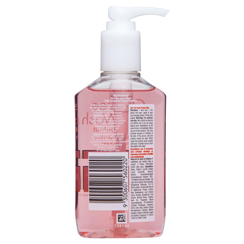 Neutrogena Oil-Free Acne Wash Pink Grapefruit Facial Cleanser 175mL