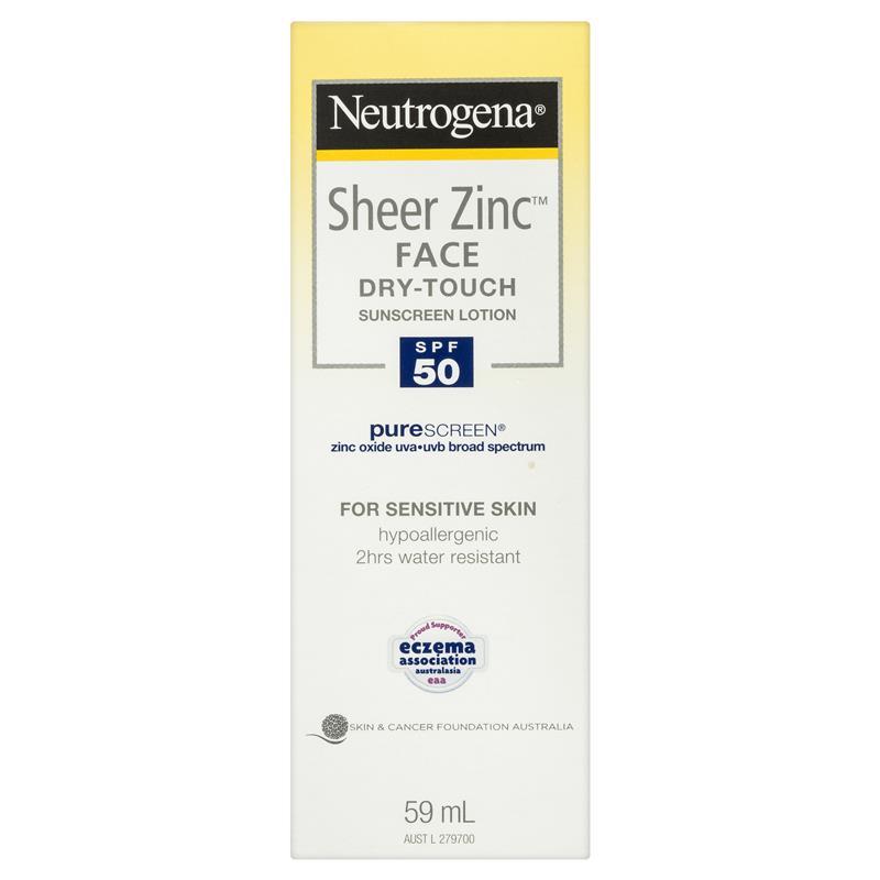 Neutrogena Sheer Zinc Face Dry-Touch Sunscreen Lotion SPF 50 59mL
