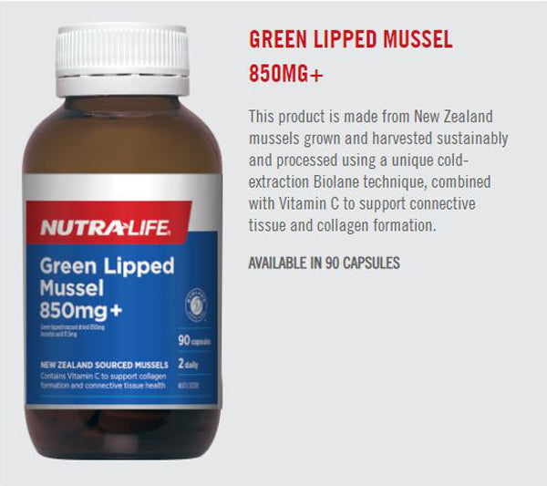Nutra-Life Green Lipped Mussel 850mg+ 90 Capsules