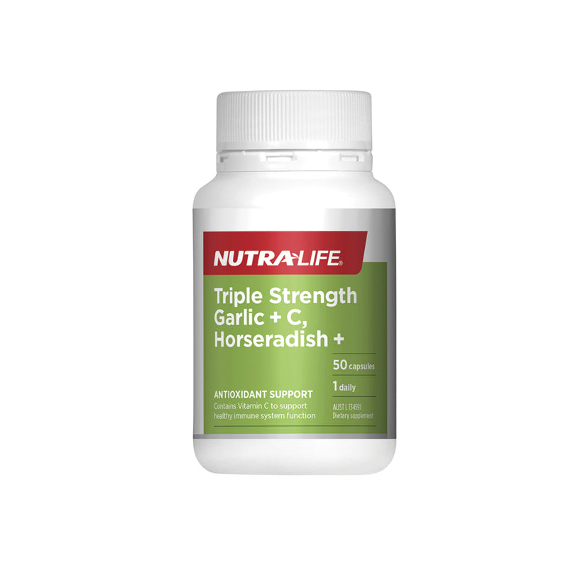 Nutra-Life Triple Strength Garlic + C, Horseradish + 50 Capsules