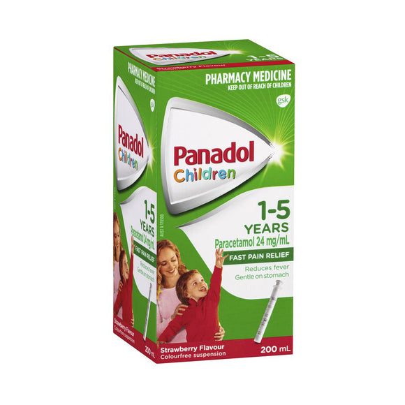 Panadol Children Colour-Free Suspension 1-5 Years Strawberry Flavour 200ml